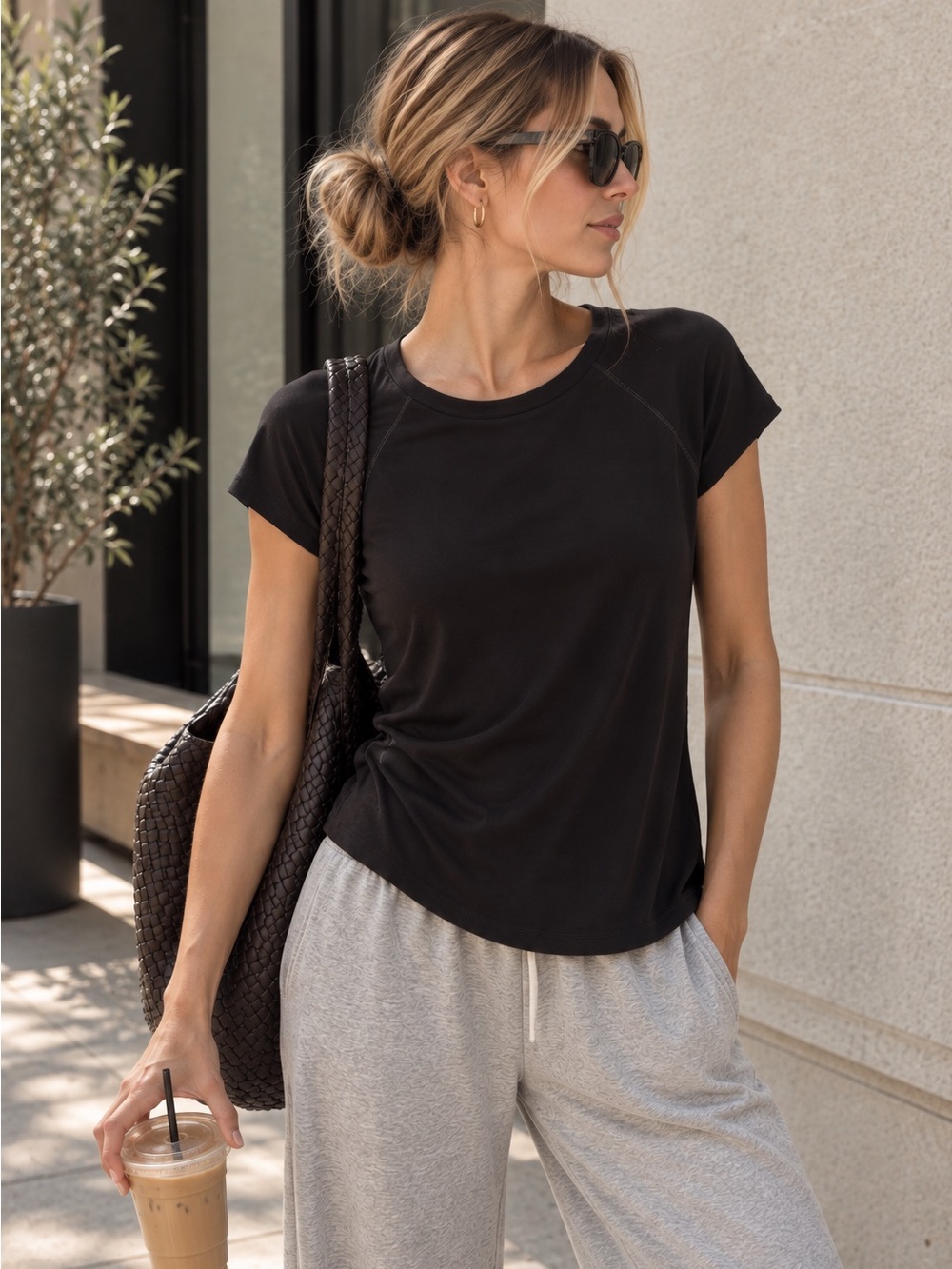 Zella Fitted Short Sleeve Performance Top Black XS